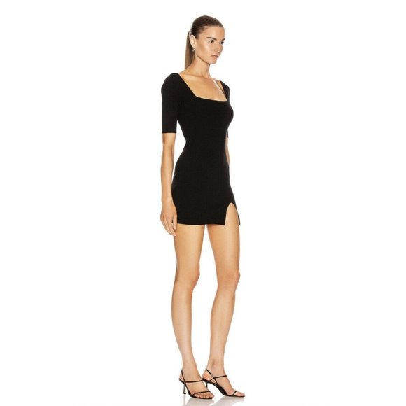 Zeynep Arcay Square Neck Mini Knit Dress Black 8 - Picture 2 of 9